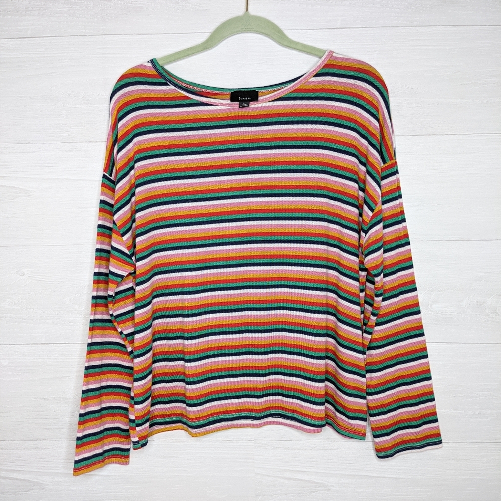 Lumiere Crew Neck Striped Rainbow sweater